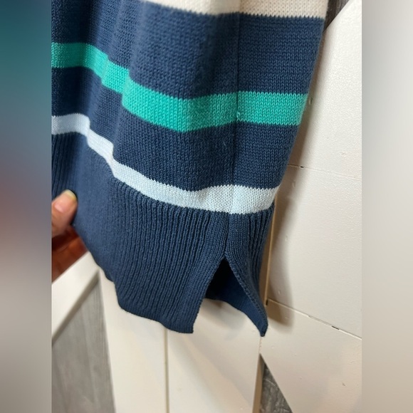 B14.09 Time and True “Hello” Lightweight Cotton Sweater Multicolor Striped L - Picture 3 of 6